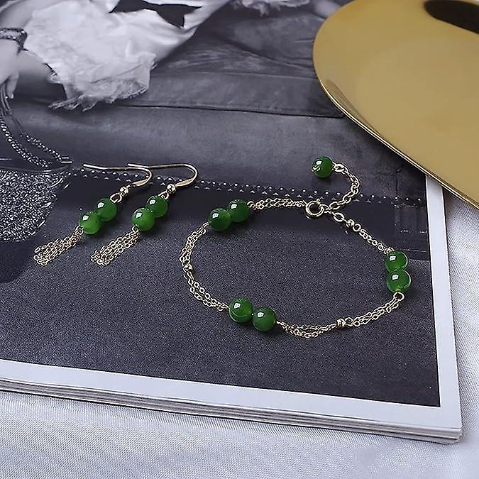 Feng Shui Hetian Jasper Bracelet Wealth Bracelet With 14k Gold Natural Authentic Green Gem Crystal Reiki Amulet Good Fortune Lucky Wealth Bracelet Men - Image 5