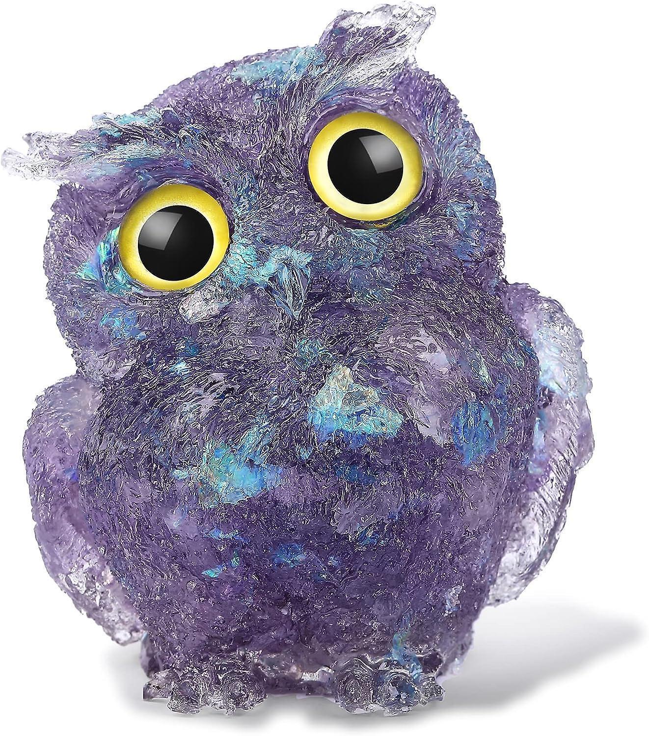 Hand Carved Natural Crystal Owl Statue Reiki Healing Gemstone Animal Figurines Home Office Car Decoration Best Gifts 2.4 Inch - Image 1