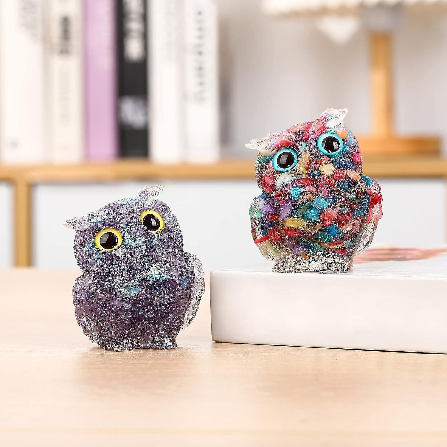 Hand Carved Natural Crystal Owl Statue Reiki Healing Gemstone Animal Figurines Home Office Car Decoration Best Gifts 2.4 Inch - Image 2