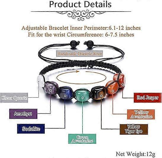 Healing Crystal Bead Bracelet Women Natural Gemstones Yoga Reiki Chakras Stone Beads Anxiety Braided Bracelet Adjustable Jewelry Men Gifts - Image 5