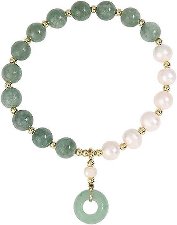 Healing Crystal Bracelet Gold Wealthy Lucky Pearl Feng Shui Jade Bracelet for Women - Image 1