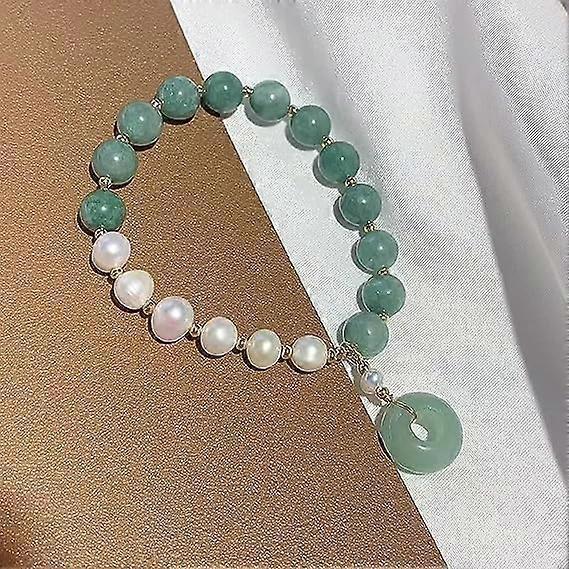 Healing Crystal Bracelet Gold Wealthy Lucky Pearl Feng Shui Jade Bracelet for Women - Image 2