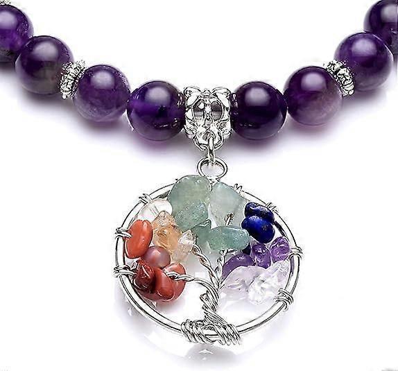Healing Crystals Beaded Bracelet 7 Chakra Yoga Meditation Stone Bracelets Tree of Life Stretch Bracelet for Women Girls - Image 3