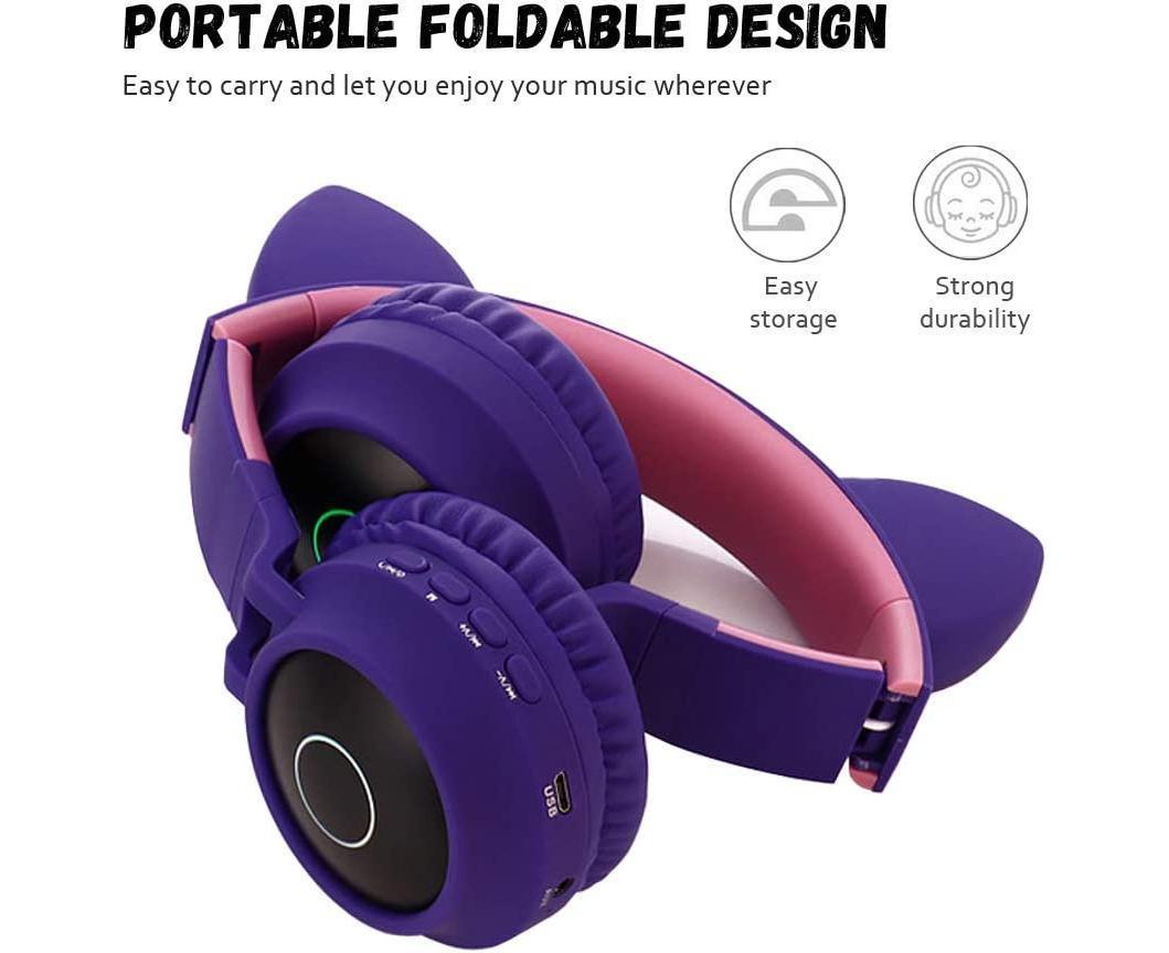 babies Bluetooth Cat Ear Headphones Foldable Stereo Wireless Headphones - Image 4