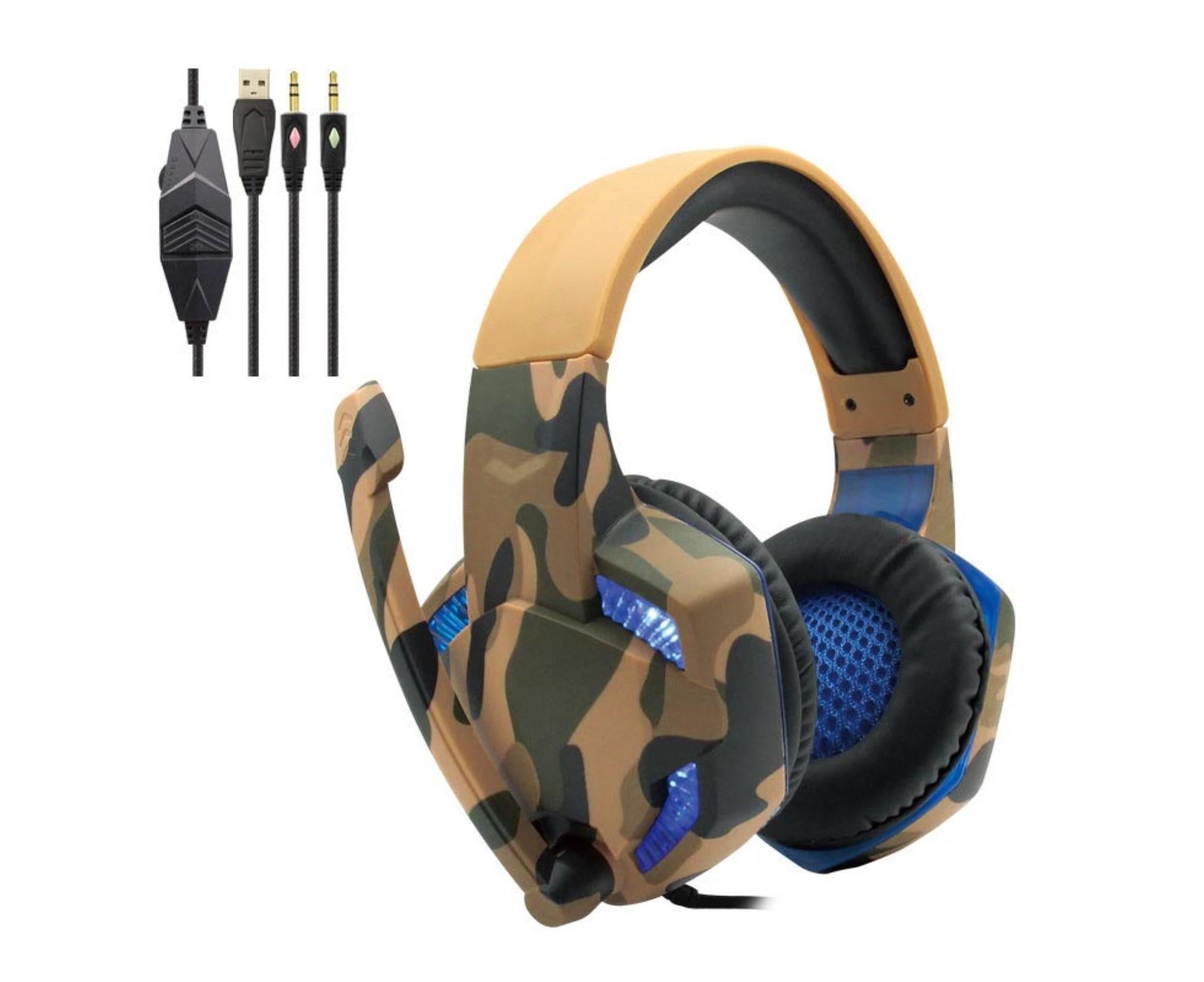 Wired Luminous Camouflage Gaming Headphone Headset for Computer Gameellow ABS - Image 1
