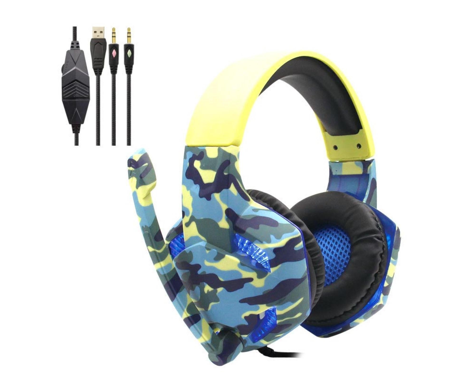 Wired Luminous Camouflage Gaming Headphone Headset for Computer Gameellow ABS - Image 8
