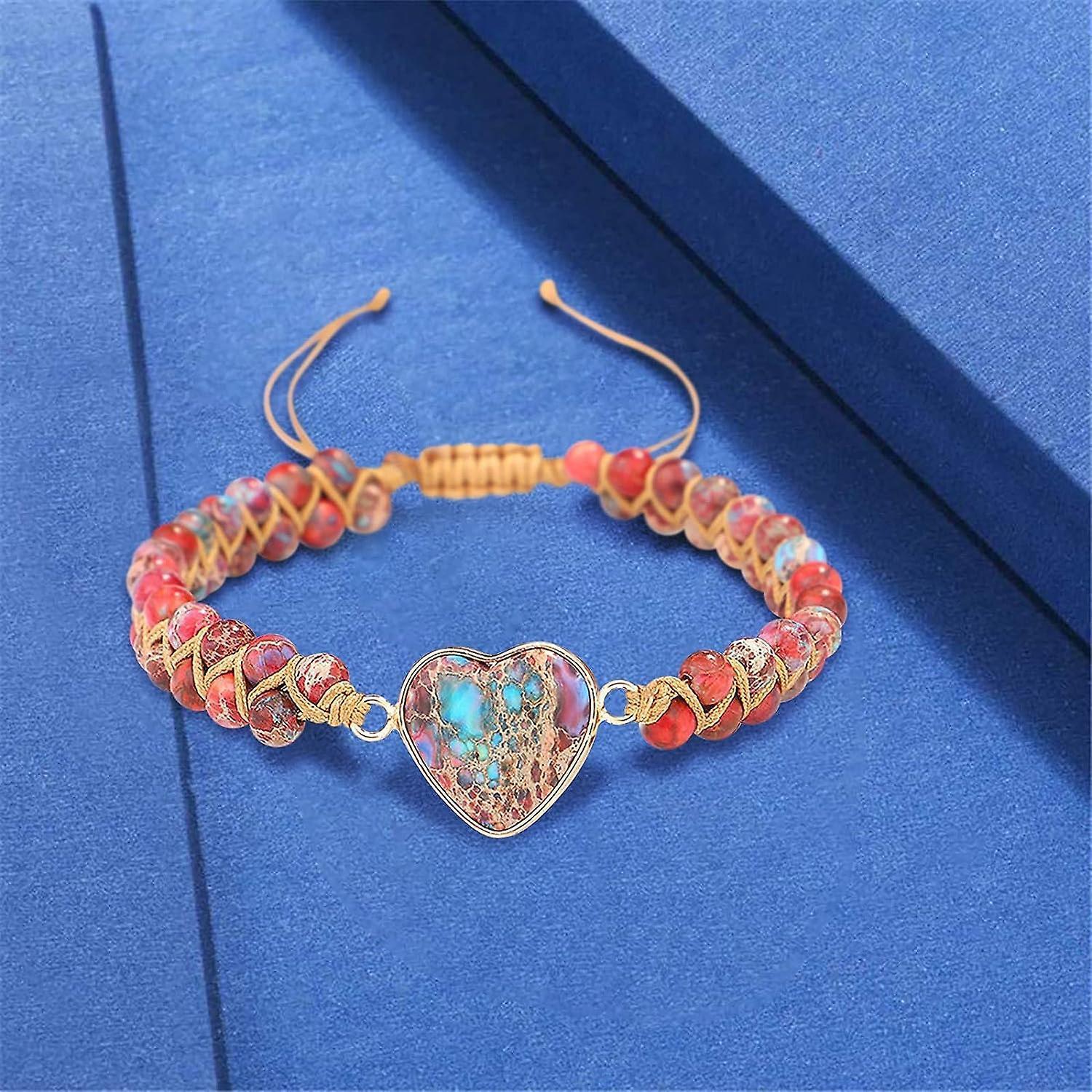 Healing Stone Bracelet Beads Yoga Bracelet Turquoise Natutal Stone Chakra Crystal Energy Heart Charm Bracelet Handmade - Image 1
