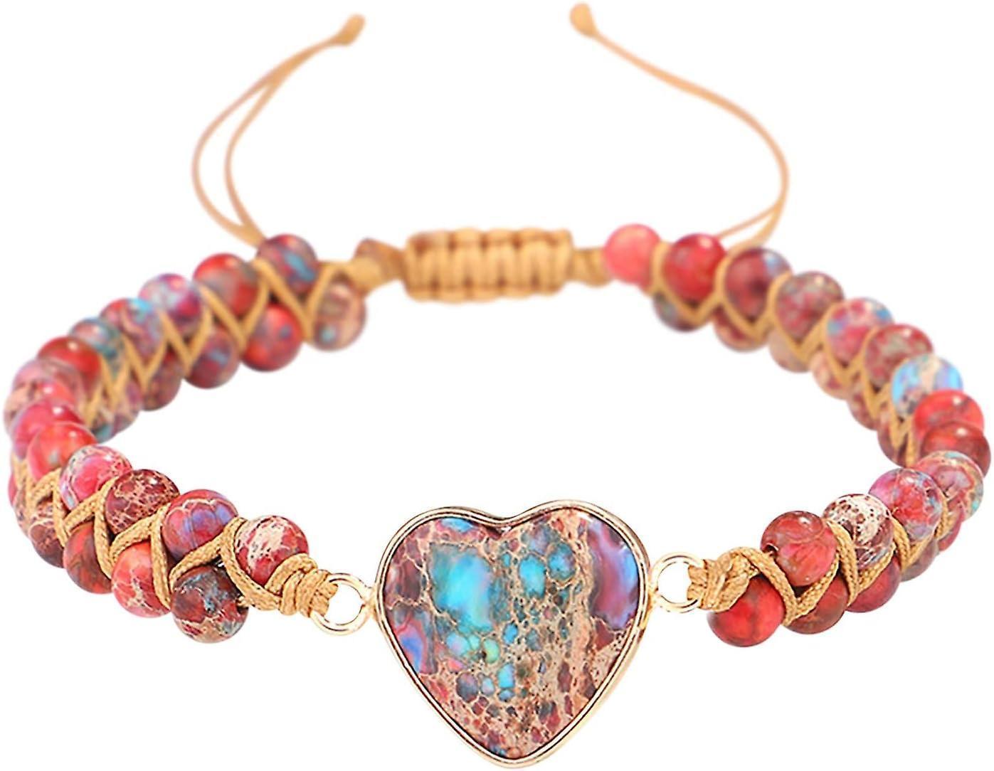 Healing Stone Bracelet Beads Yoga Bracelet Turquoise Natutal Stone Chakra Crystal Energy Heart Charm Bracelet Handmade - Image 4