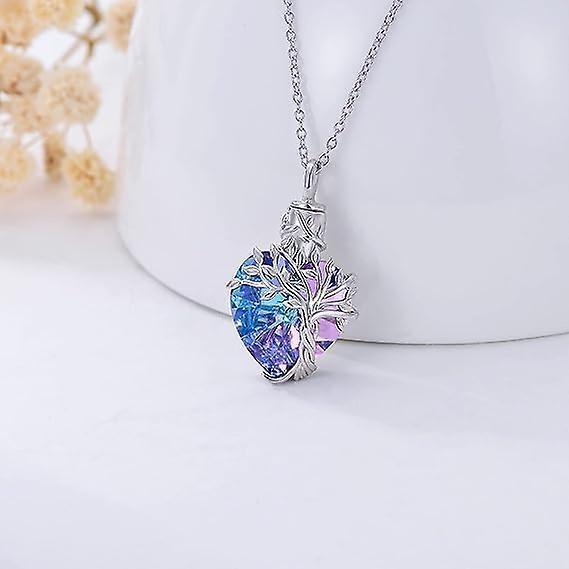 Heart Tree Of Life Urn Necklace For Ashes Sterling Silver Cremation Jewelry With Crystal W/funnel Filler Memorial Jewelry Gifts For Women Girls - Image 2