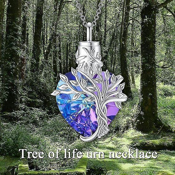 Heart Tree Of Life Urn Necklace For Ashes Sterling Silver Cremation Jewelry With Crystal W/funnel Filler Memorial Jewelry Gifts For Women Girls - Image 4