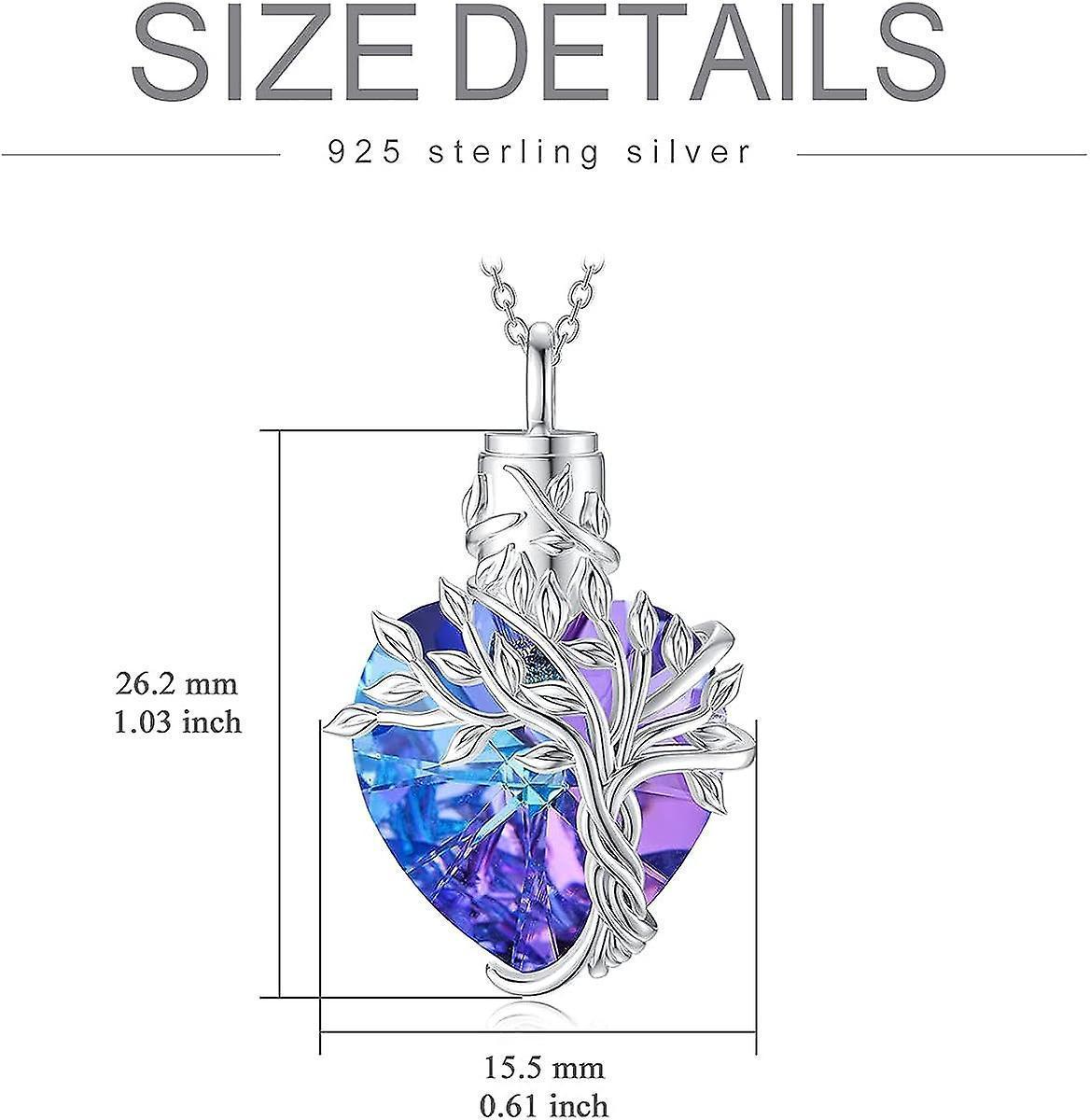 Heart Tree Of Life Urn Necklace For Ashes Sterling Silver Cremation Jewelry With Crystal W/funnel Filler Memorial Jewelry Gifts For Women Girls - Image 5
