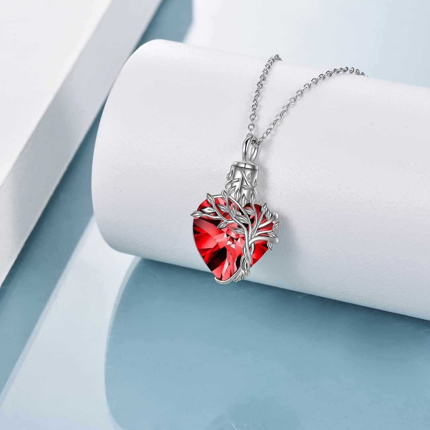 Heart Tree Of Life Urn Necklace For Ashes Sterling Silver Cremation Jewelry With Crystal W/funnel Filler Memorial Jewelry Gifts For Women Girls - Image 3
