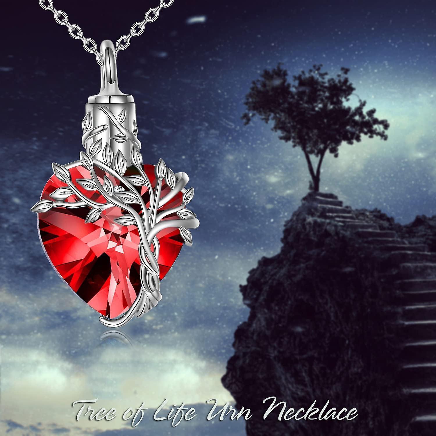 Heart Tree Of Life Urn Necklace For Ashes Sterling Silver Cremation Jewelry With Crystal W/funnel Filler Memorial Jewelry Gifts For Women Girls - Image 4