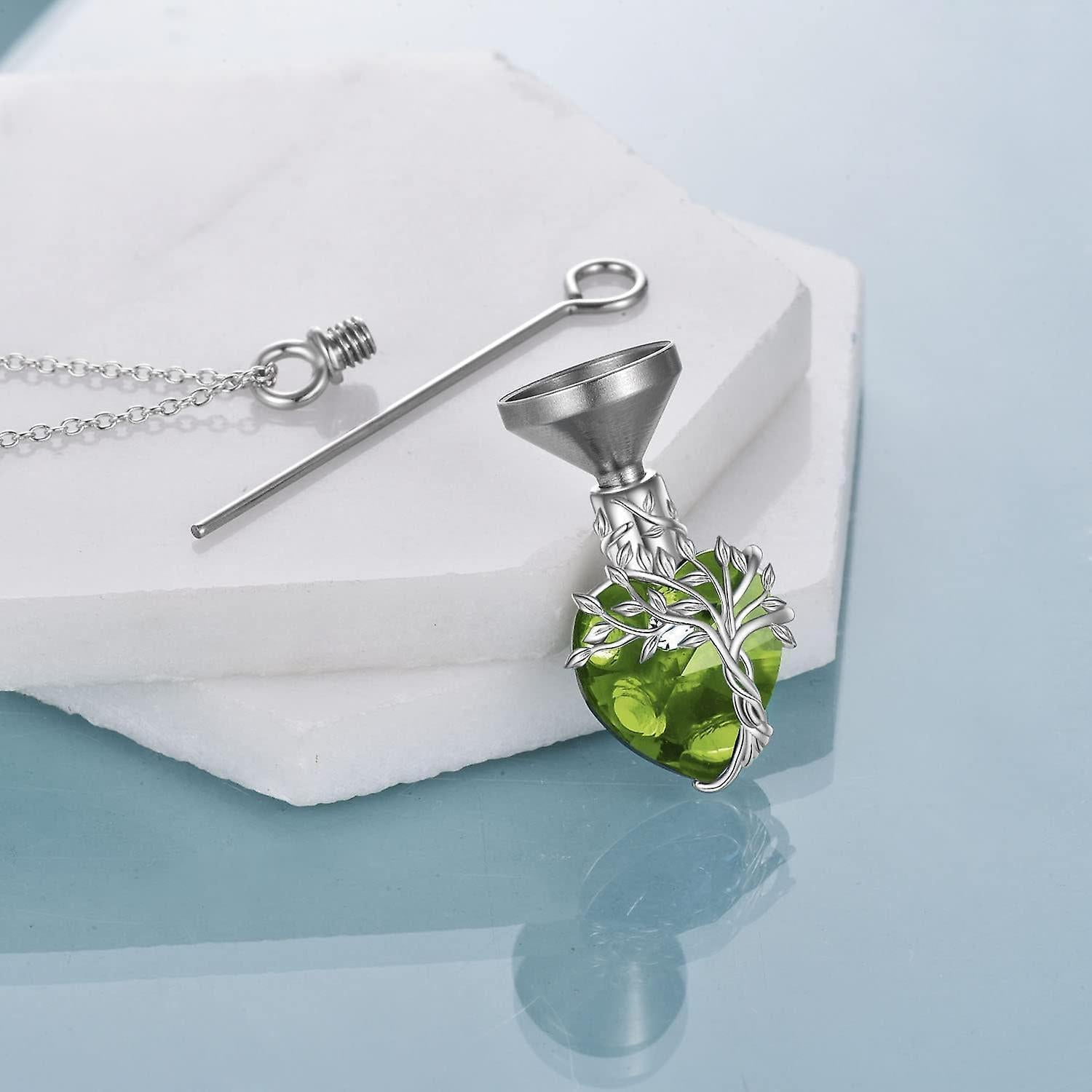 Heart Tree Of Life Urn Necklace For Ashes Sterling Silver Cremation Jewelry With Crystal W/funnel Filler Memorial Jewelry Gifts For Women Girls - Image 2