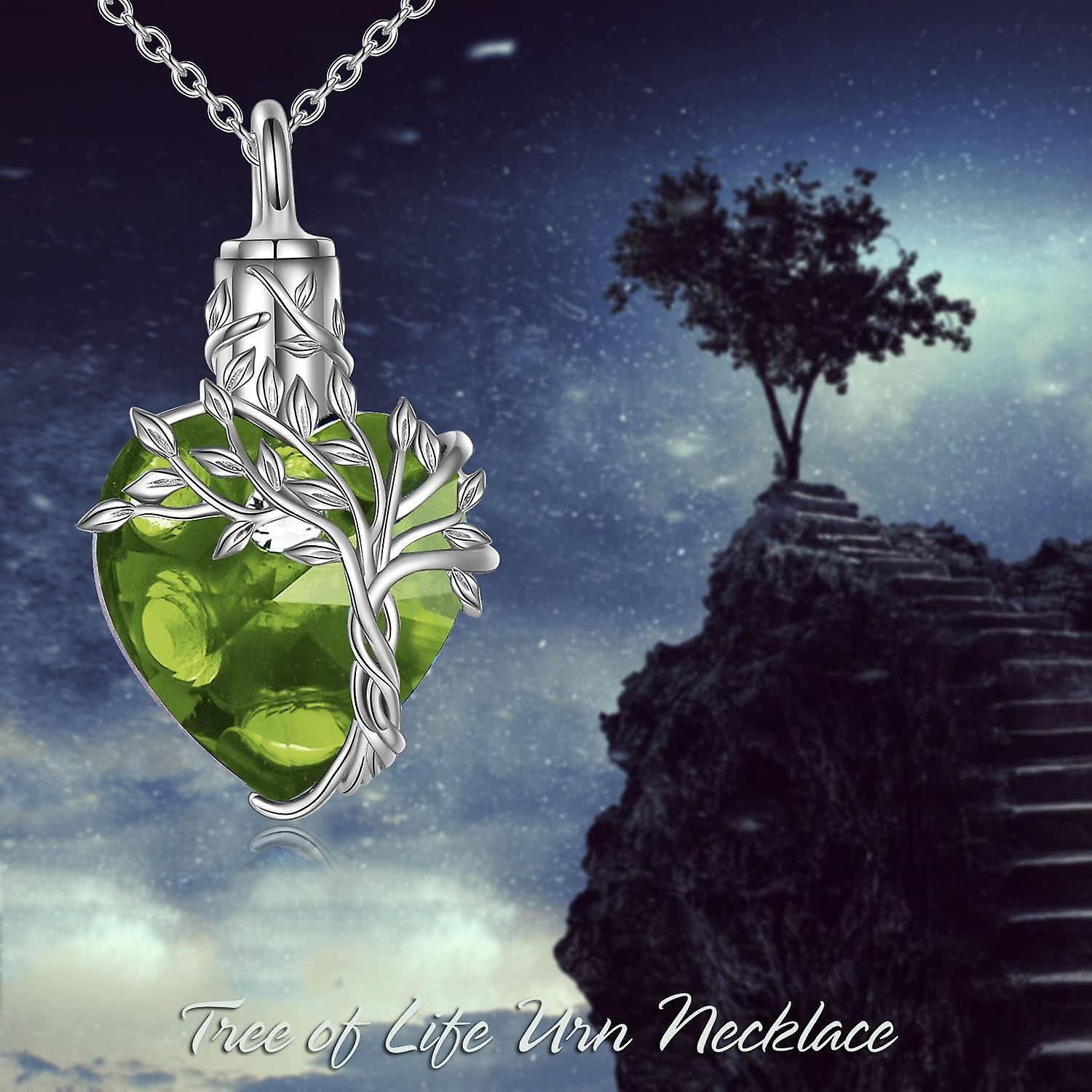 Heart Tree Of Life Urn Necklace For Ashes Sterling Silver Cremation Jewelry With Crystal W/funnel Filler Memorial Jewelry Gifts For Women Girls - Image 5
