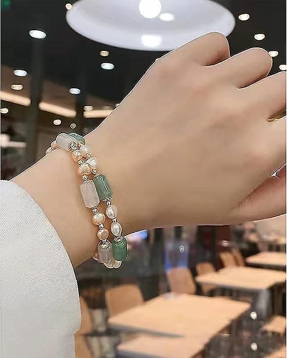 Jade Pearls Bracelet Gold Wealthy Good Fortune Jade Bangle Amulet For Women, Lucky Jade Feng Shui Healing Crystal Bracelet - Image 4