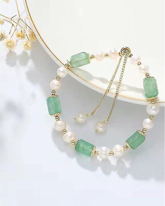 Jade Pearls Bracelet Gold Wealthy Good Fortune Jade Bangle Amulet For Women, Lucky Jade Feng Shui Healing Crystal Bracelet - Image 5
