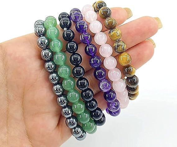 Men Women 8mm Natural Stone Bead Stretch Bracelet Healing Crystal Gemstone Beaded Bracelets - Image 4