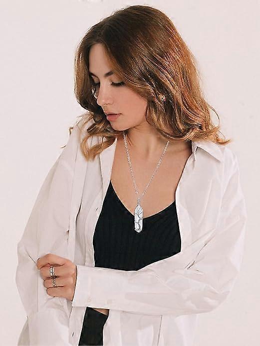 Natural Healing Crystal Stone Necklace Silver Tree Of Life Wire Wrapped Hexagonal Crystal Points Pendant Necklace for Women - Image 3