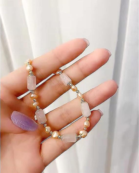 Natural Jade Pearls Bracelet Gold Wealthy Good Fortune Jade Bangle Amulet For Women, Lucky Jade Feng Shui Healing Crystal Bracelet - Image 2