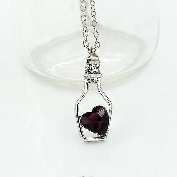 Necklaces for Women Pendant Fashion Jewelry Valentine Gift Necklace Minimalistic Alloy Heart-shaped Faux Crystal Bottle Choker Beaded Necklace Set Gif - Image 3