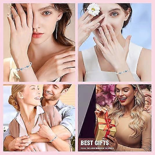 Silver Bracelet for Women,Four-Leaf Clover Bracelet Shiny Crystal Diamond Adjustable Bracelet Mother's Day Jewelry Gift Birthday Christmas Gifts for Women - Image 5