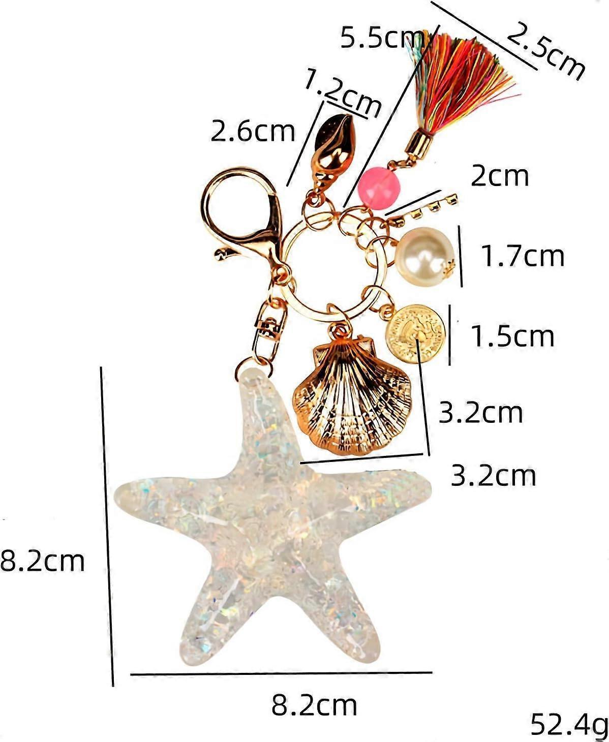 Silver Cross Rhinestone Keychain Charm Pendant Purse Bag Crystal Key Holder Arts Craft Pendant Inspiration Key Ring (starfish & shell) - Image 4