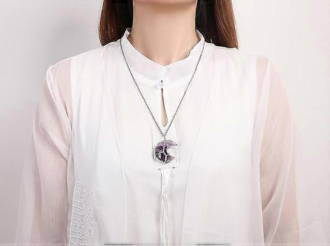 Tree of Life Wire Wrapped Crescent Moon Pendant Necklace Reiki Healing Crystal Stone Necklaces Natural Gemstone Quartz Jewelry for Women - Image 2