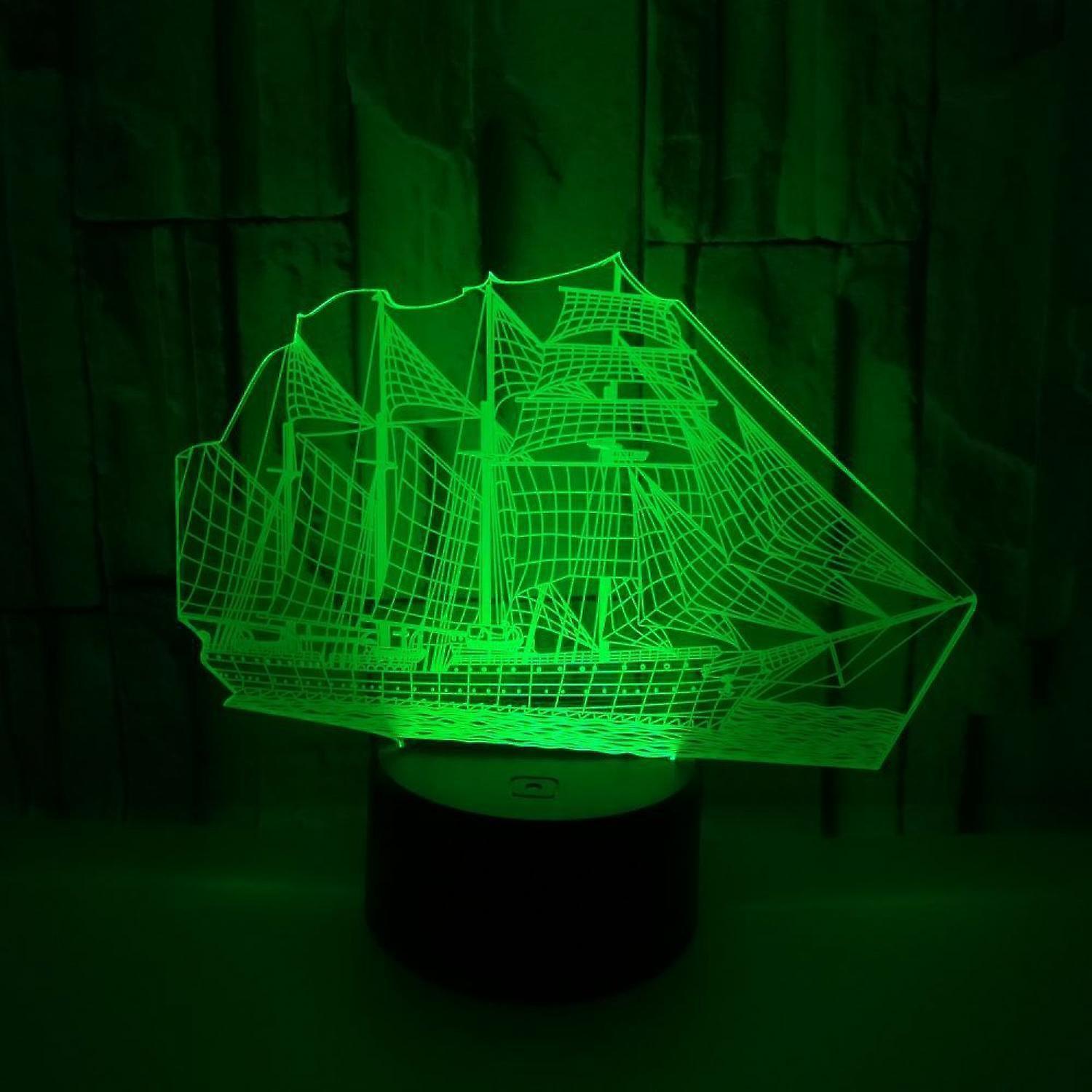 3D Illusion Sailboat LED Night Light 7 Colors Grad - Image 3