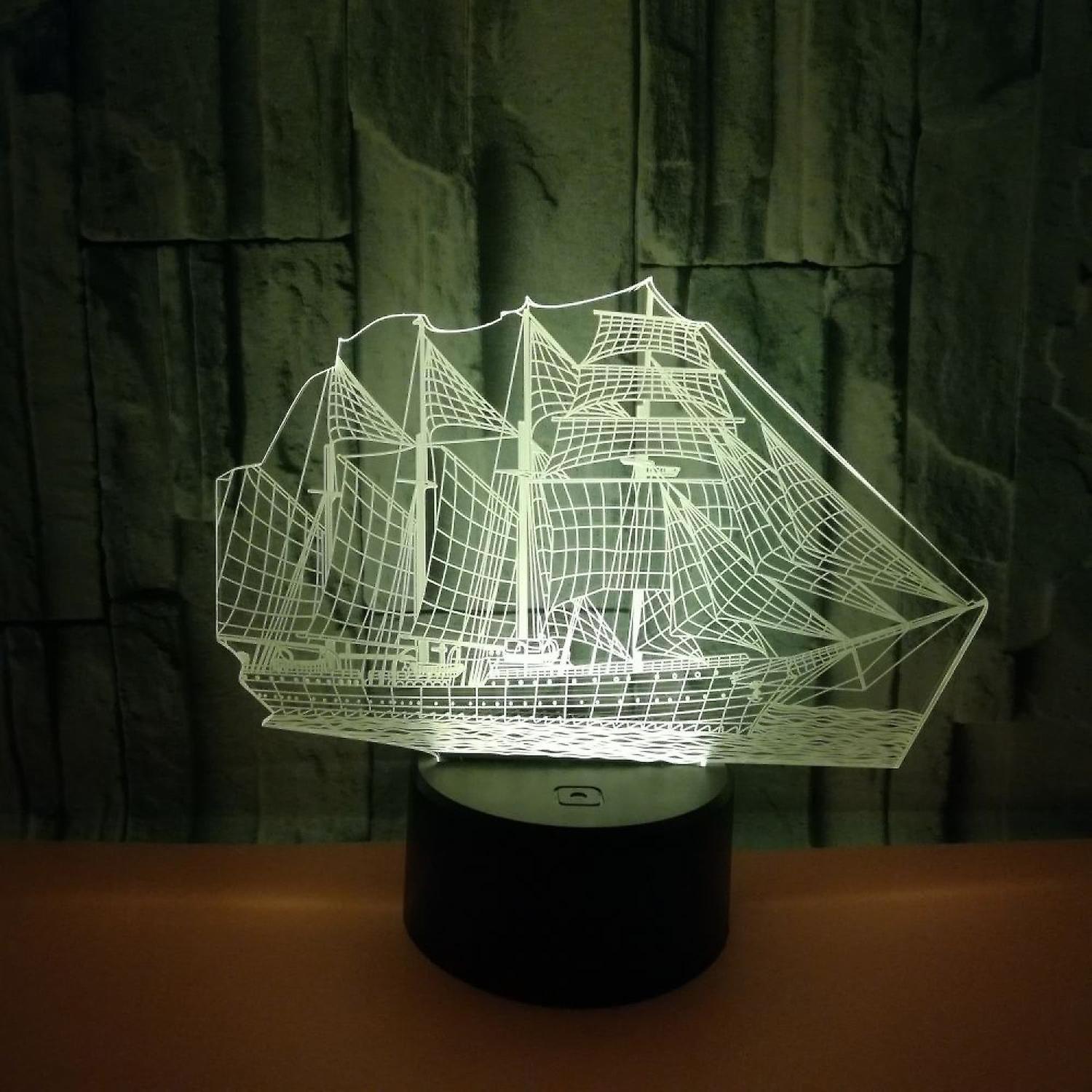 3D Illusion Sailboat LED Night Light 7 Colors Grad - Image 4