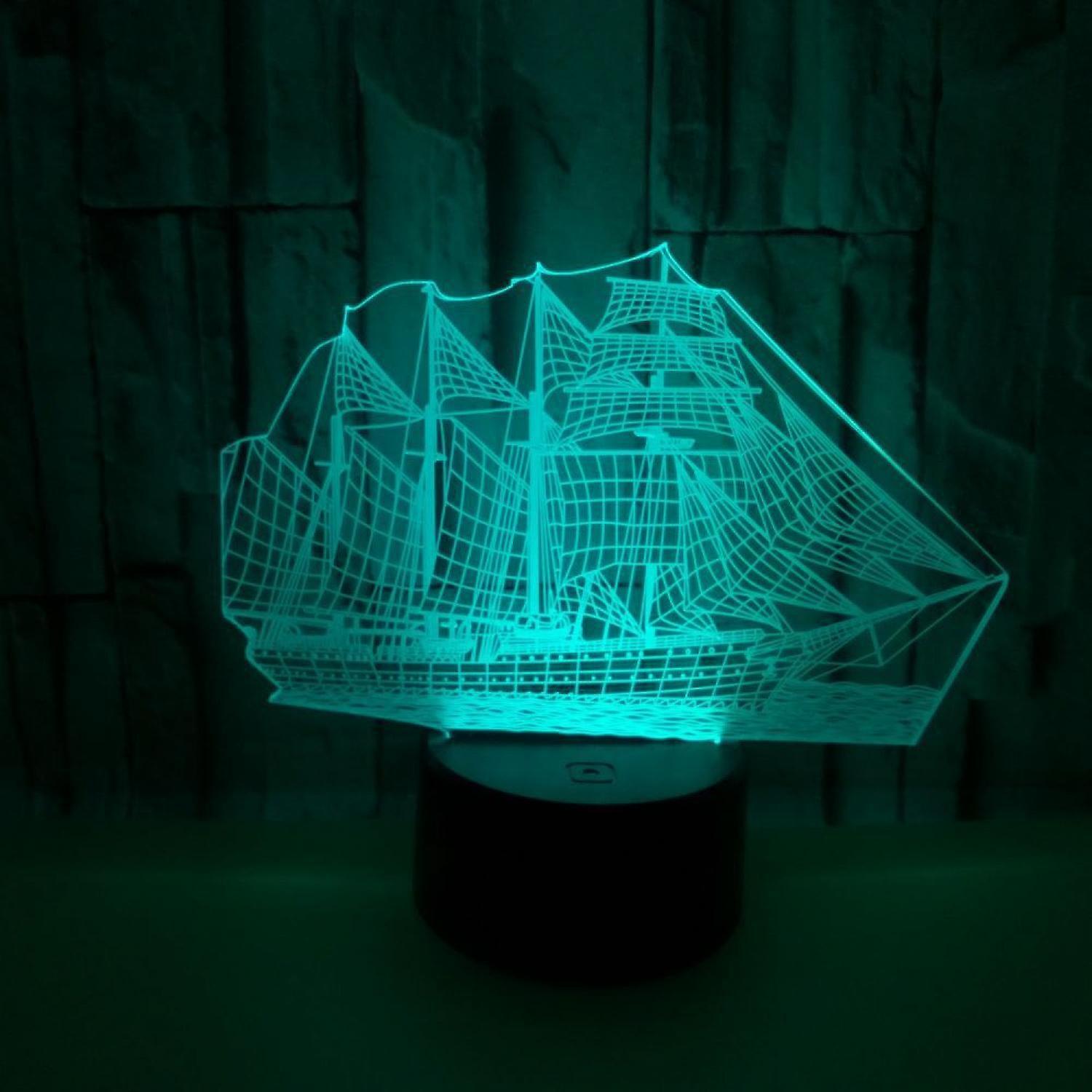 3D Illusion Sailboat LED Night Light 7 Colors Grad - Image 5