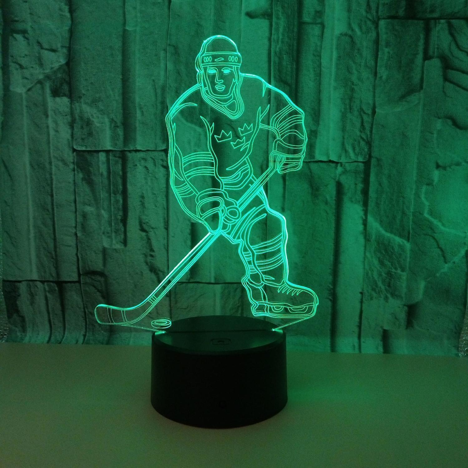 3D Night Lights Ice Hockey Athlete 3D Illusion Bed - Image 1