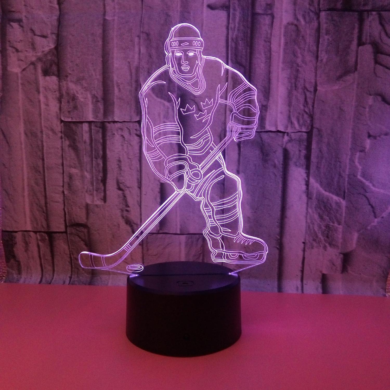 3D Night Lights Ice Hockey Athlete 3D Illusion Bed - Image 2