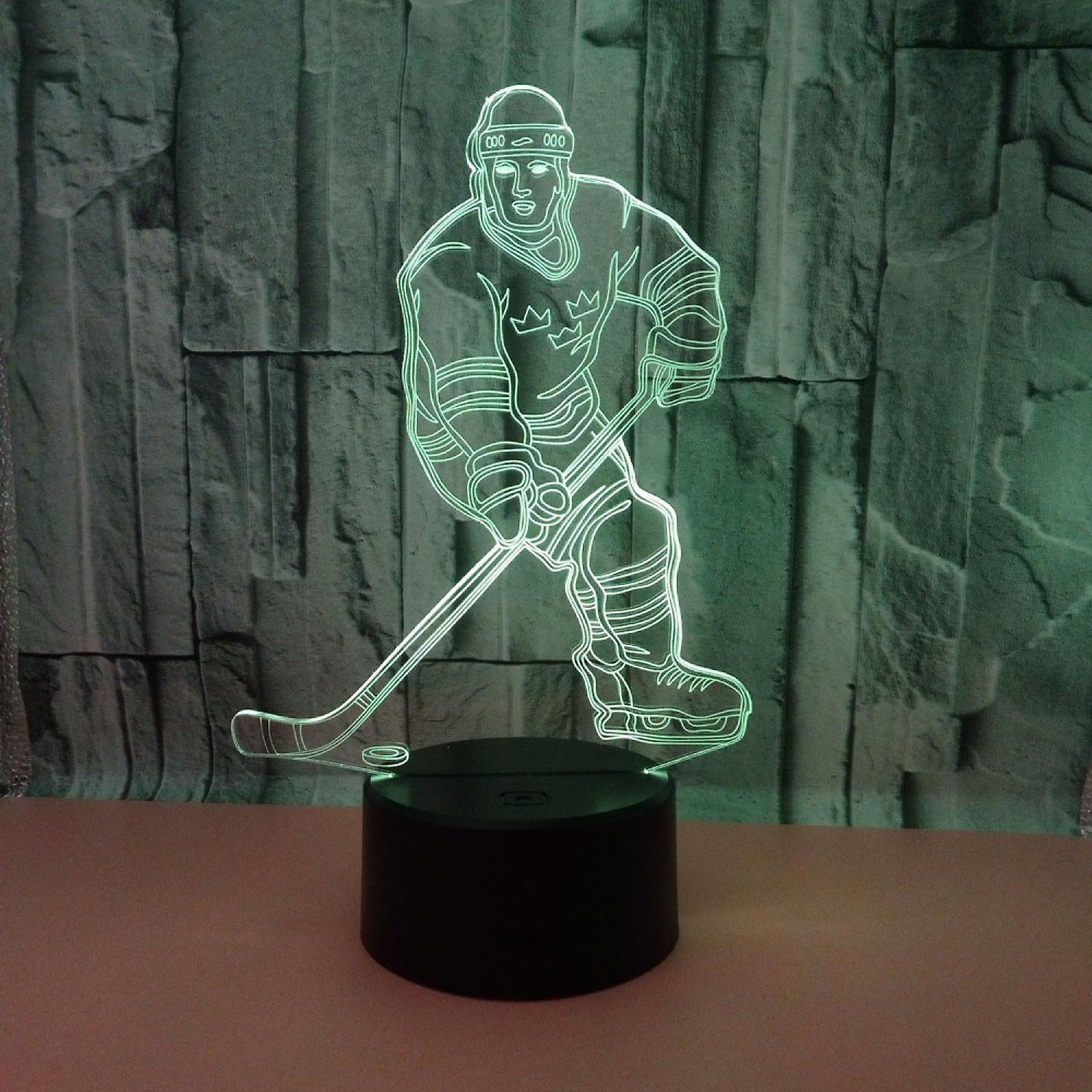3D Night Lights Ice Hockey Athlete 3D Illusion Bed - Image 3