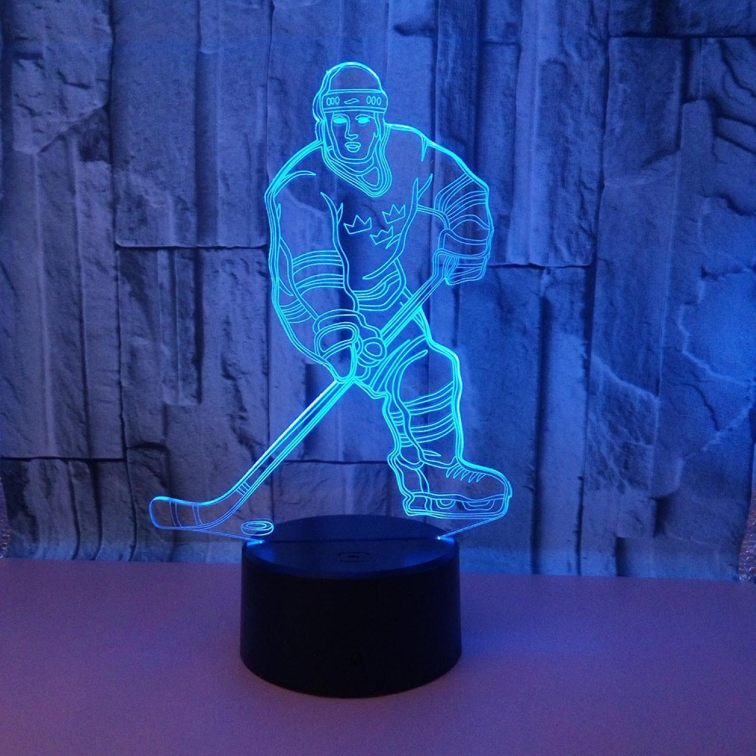 3D Night Lights Ice Hockey Athlete 3D Illusion Bed - Image 4