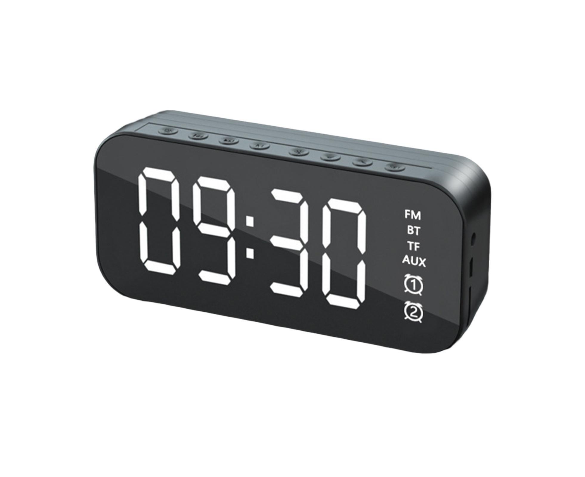 4.2 Version Alarm Clock Handsfree Multifunctional ABS LED Digital Display Mirror Screen Bluetooth-compatible Subwoofer Desktop Decor - Black - Image 1