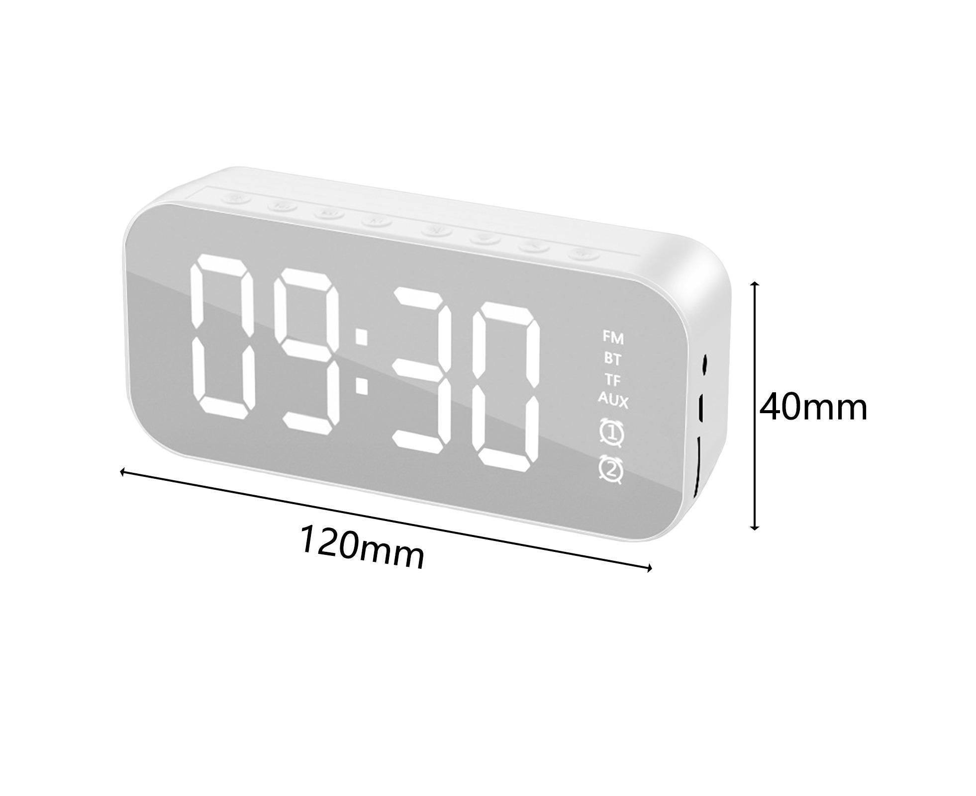 4.2 Version Alarm Clock Handsfree Multifunctional ABS LED Digital Display Mirror Screen Bluetooth-compatible Subwoofer Desktop Decor - Black - Image 2