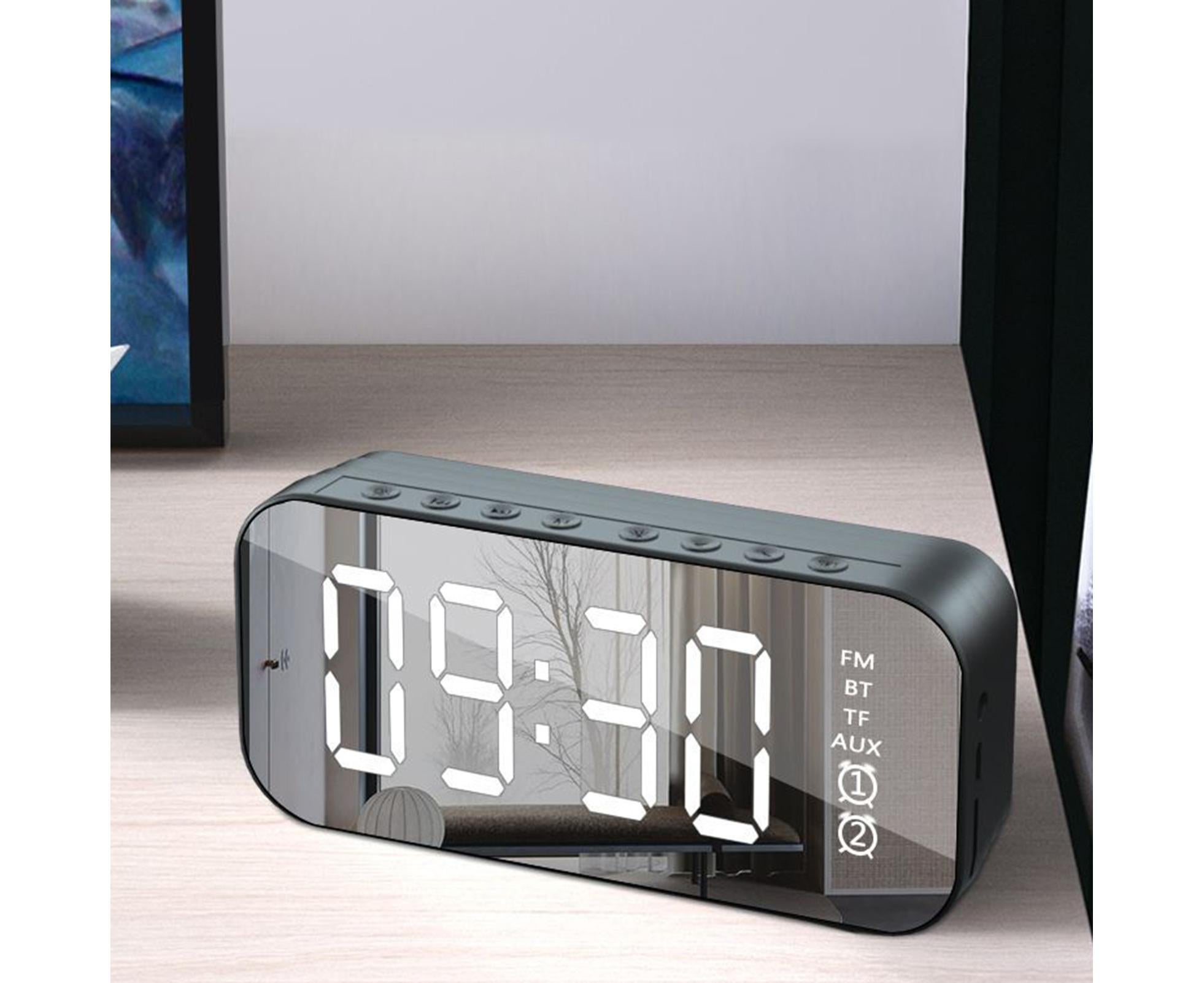 4.2 Version Alarm Clock Handsfree Multifunctional ABS LED Digital Display Mirror Screen Bluetooth-compatible Subwoofer Desktop Decor - Black - Image 8