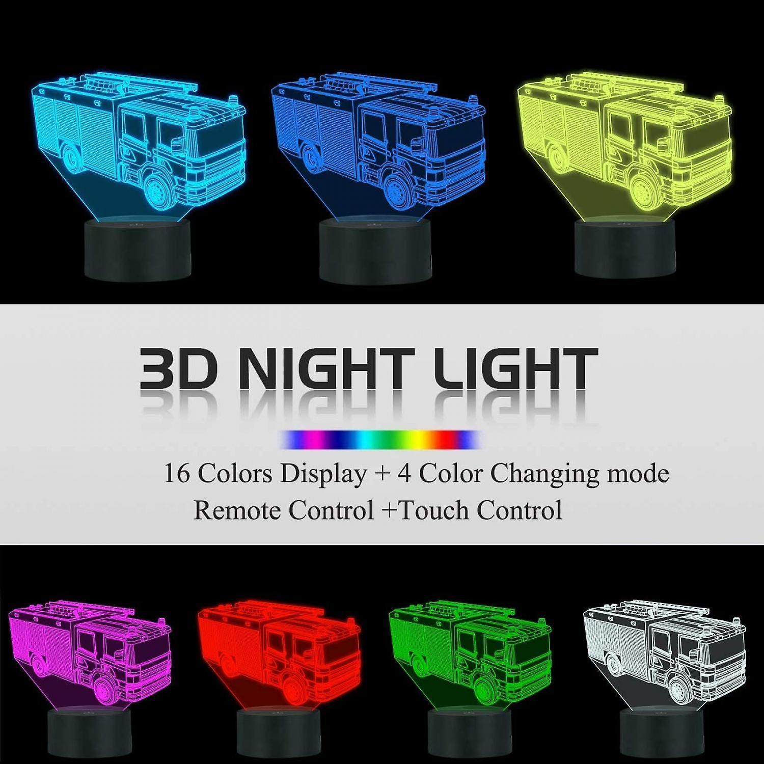 3D Night Light Fire Fighting Illusion Lamp with Re - Image 4