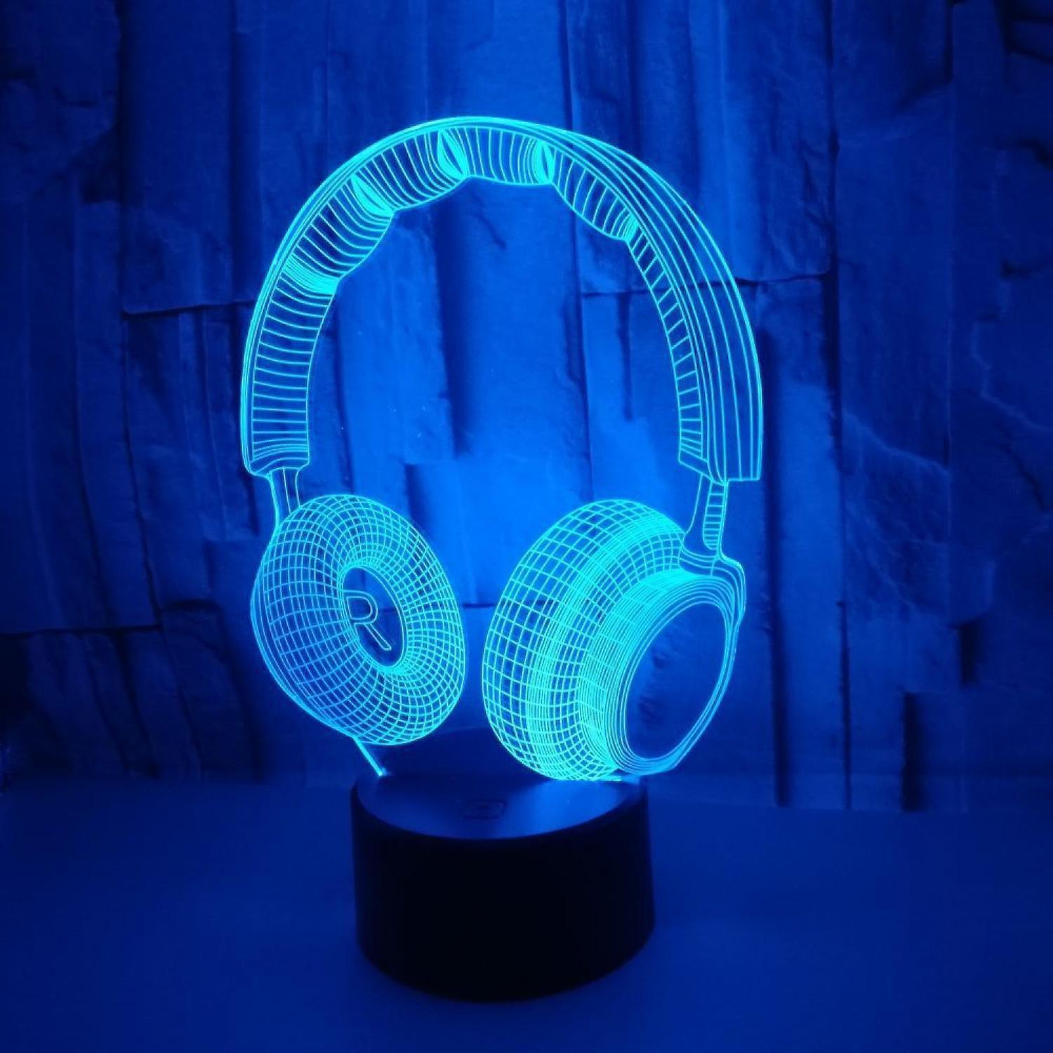 3D Illusion Headphone Headset Night Light 7 Colors - Image 1