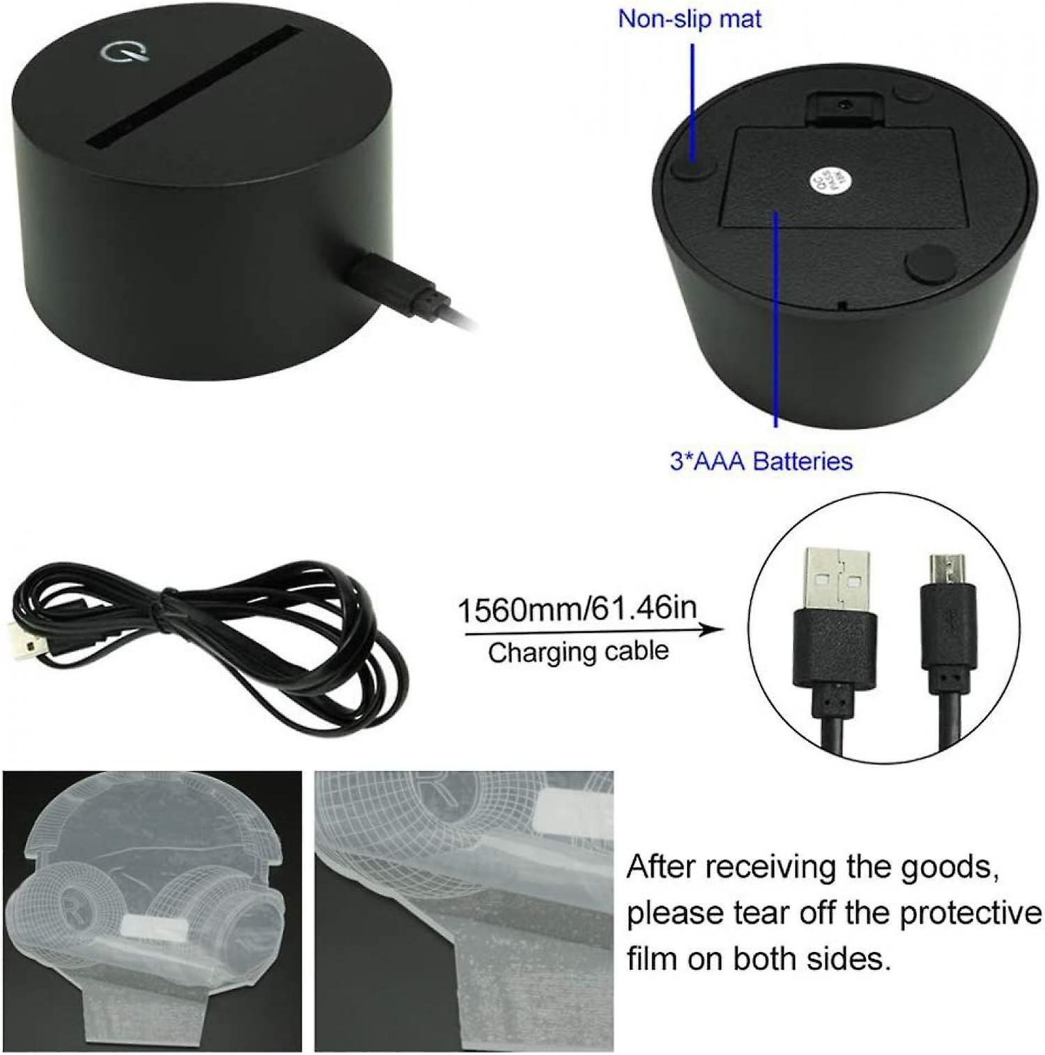 3D Illusion Headphone Headset Night Light 7 Colors - Image 5