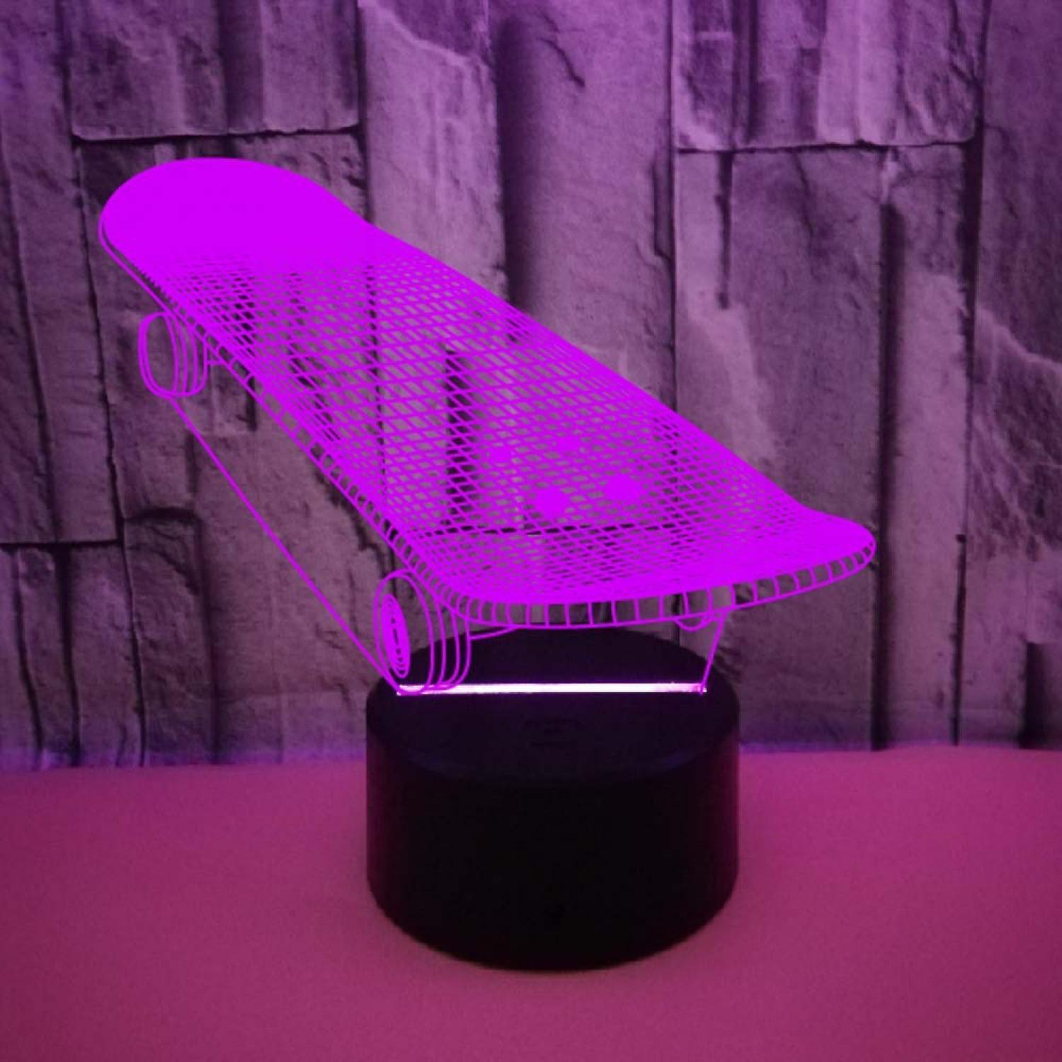 3D Optical Illusion Skateboard Sensor Night Light - Image 1