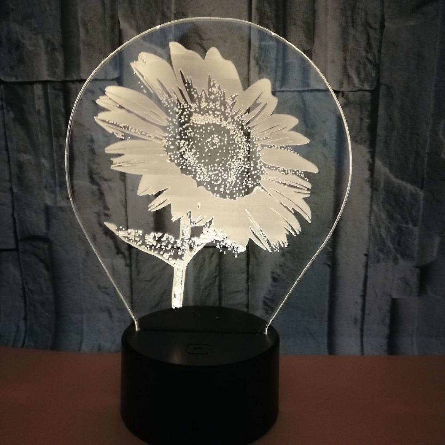 3D Sunflower Night Light Touch Table Desk Optical Illusion Lamps 7 Color Changing Lights Home Decoration Xmas Birthday Gift B091-223 - Image 1