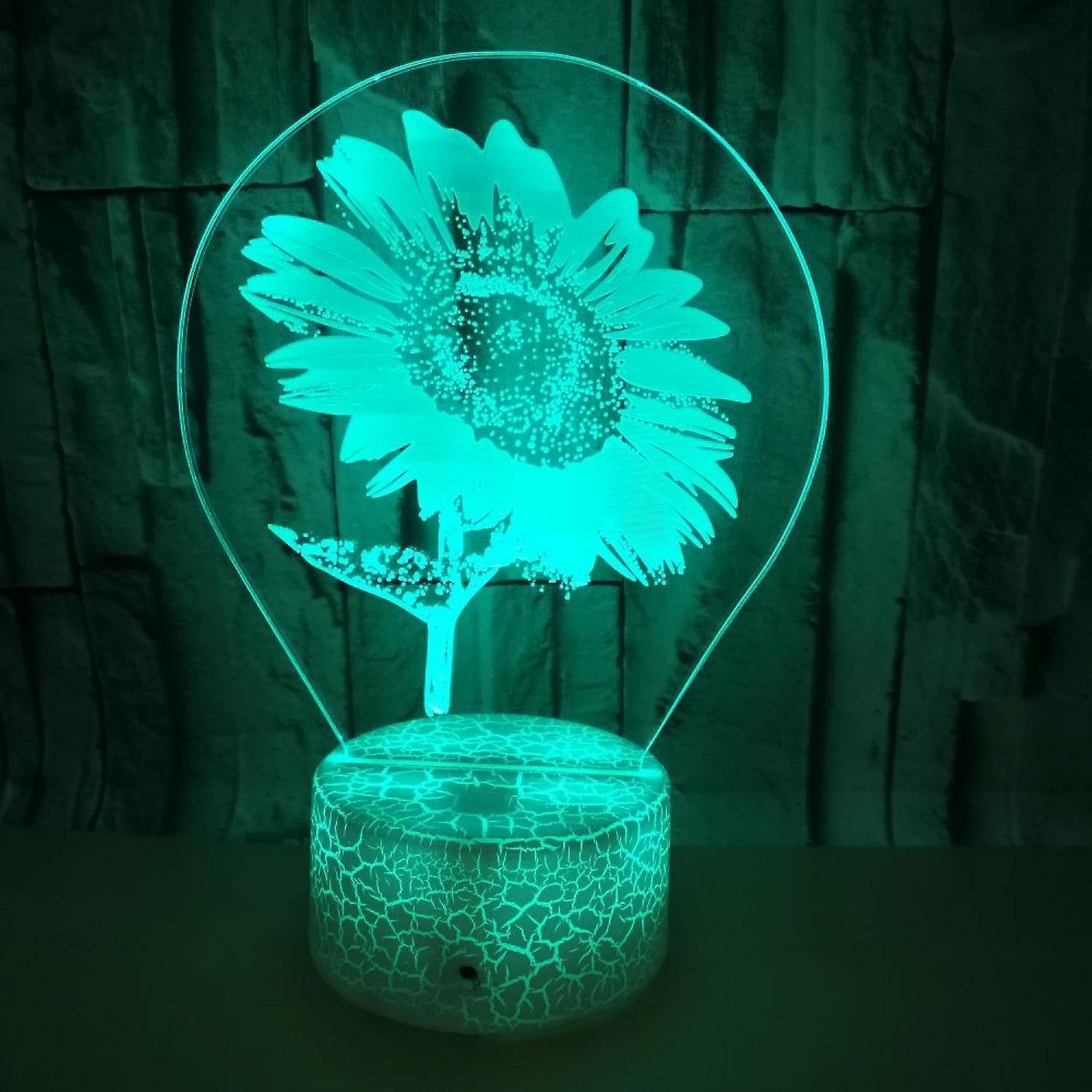 3D Sunflower Night Light Touch Table Desk Optical Illusion Lamps 7 Color Changing Lights Home Decoration Xmas Birthday Gift B091-223 - Image 2