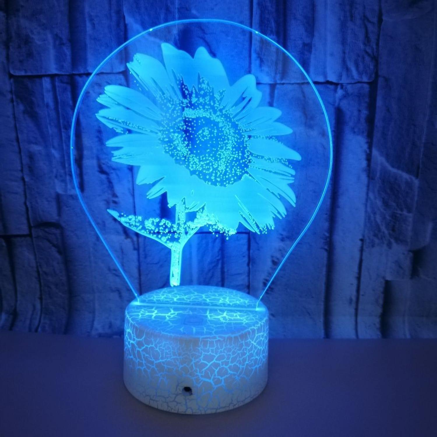 3D Sunflower Night Light Touch Table Desk Optical Illusion Lamps 7 Color Changing Lights Home Decoration Xmas Birthday Gift B091-223 - Image 3