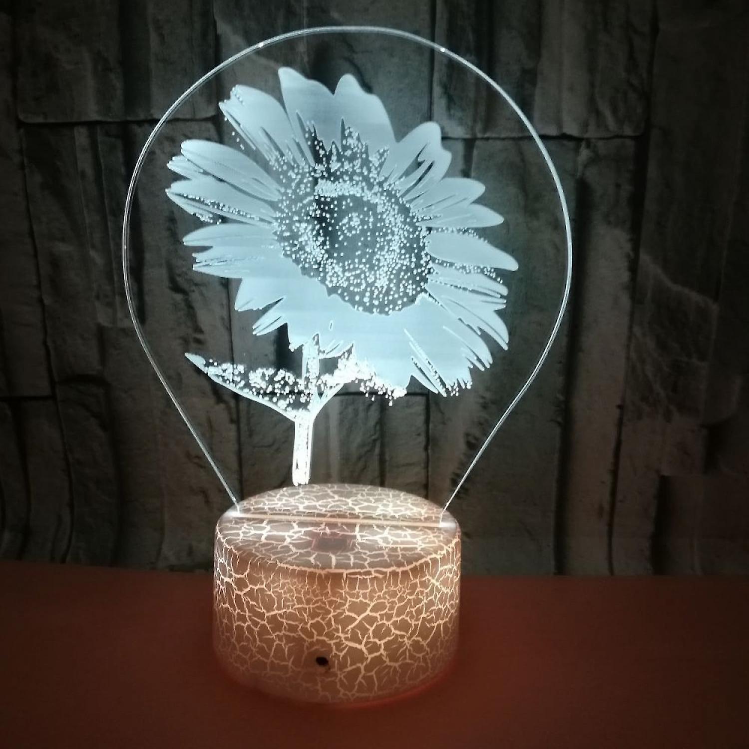 3D Sunflower Night Light Touch Table Desk Optical Illusion Lamps 7 Color Changing Lights Home Decoration Xmas Birthday Gift B091-223 - Image 5