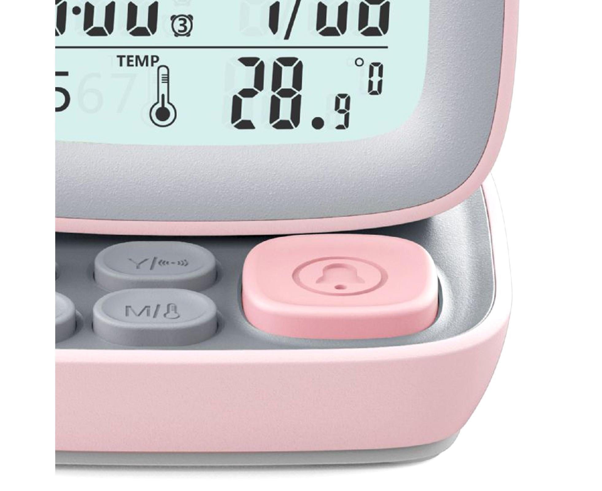 500mAh Alarm Clock Mute Battery Operated ABS Snooze Chargeable Digital Clock for babies - Pink - Image 4