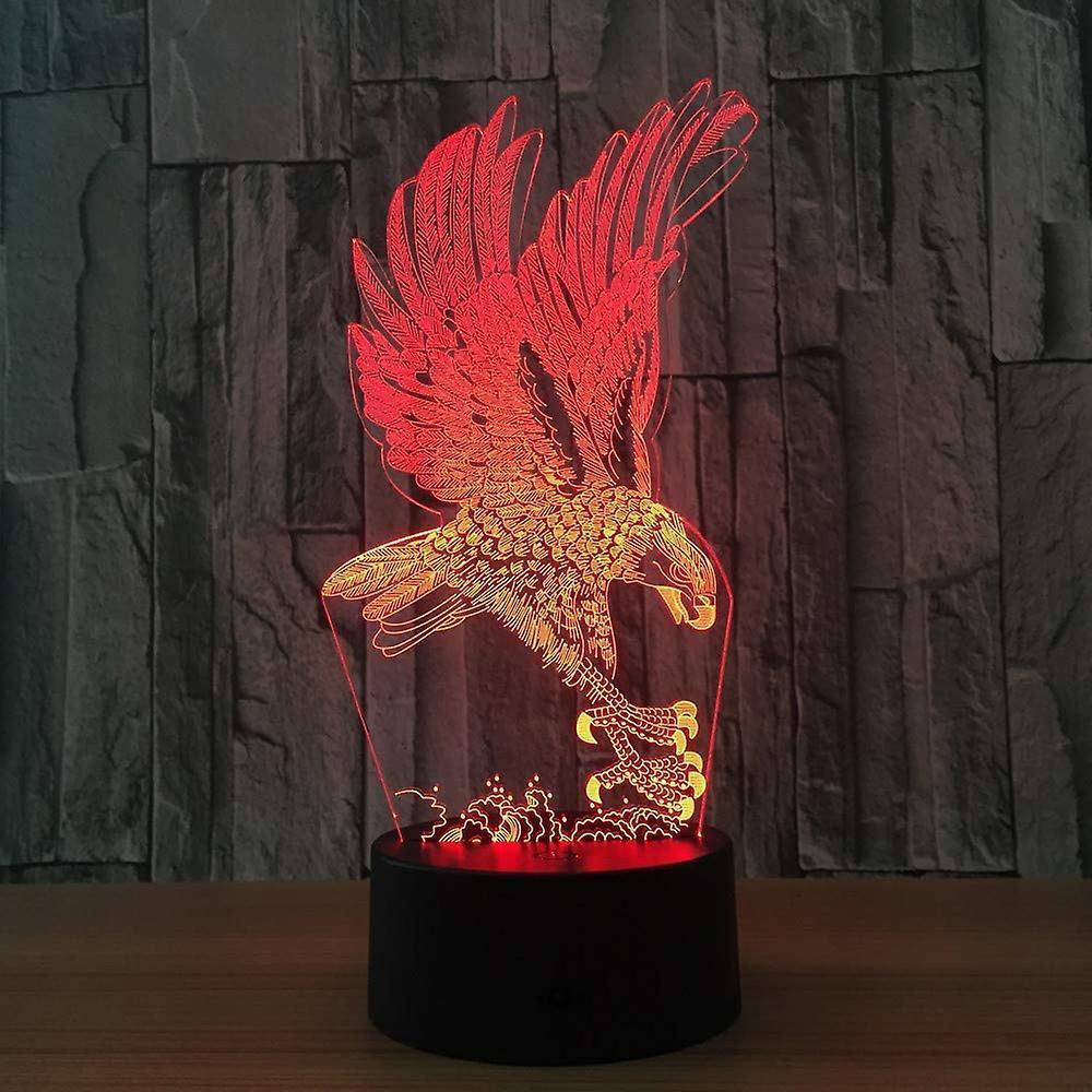 Optical Illusion 3D Eagle Night Light 16 Colors Changing Remote Control USB Touch Switch Gift - Image 2