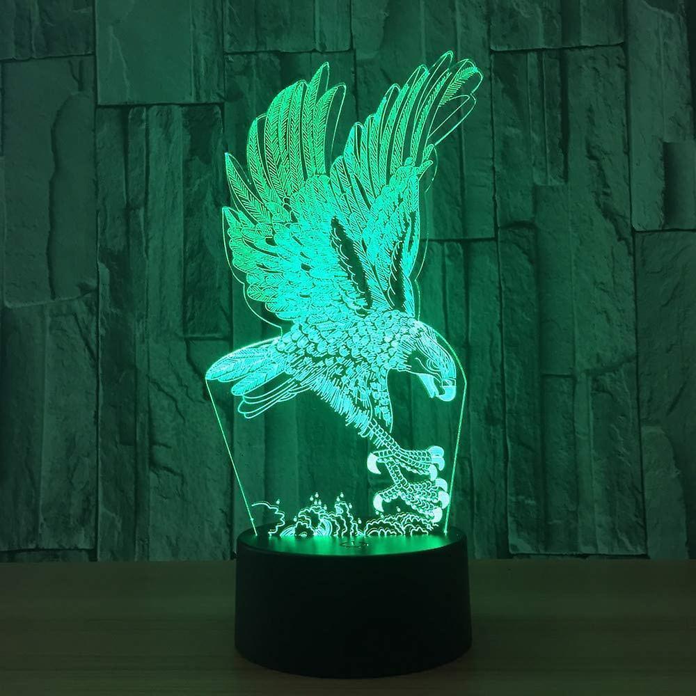 Optical Illusion 3D Eagle Night Light 16 Colors Changing Remote Control USB Touch Switch Gift - Image 3