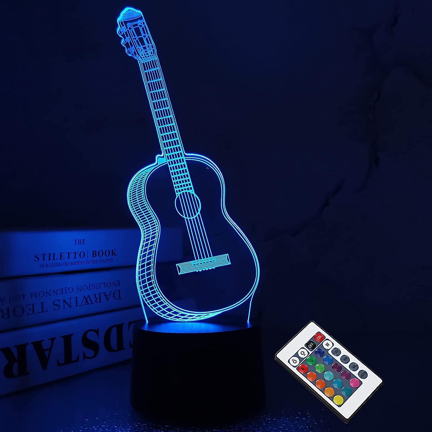 3D Night Light Guitar Gifts for Music Lovers, 3D Illusion Lamp with Remote Gift - Image 1